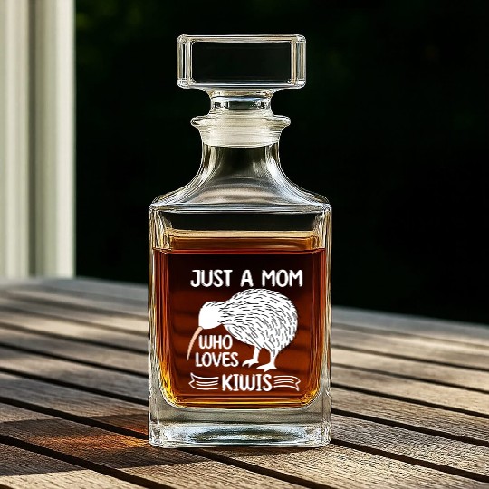 Funny Just A mom Who Loves Kiwis saying Kiwi Bird Whiskey Decanters
