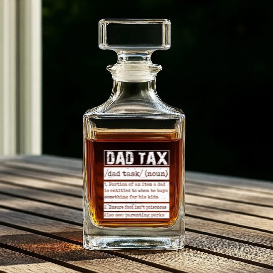 Vintage Dad Tax Definition Men Funny Father's Day Whiskey Decanters