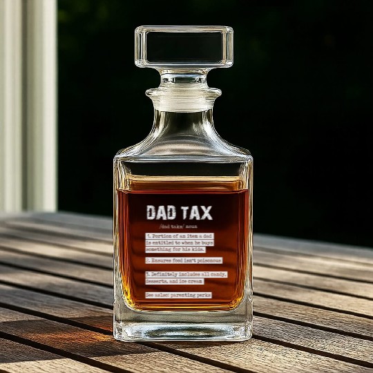 Vintage Dad Tax Definition Men Funny Father's Day Whiskey Decanters