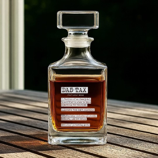 Vintage Dad Tax Definition Men Funny Father's Day Whiskey Decanters
