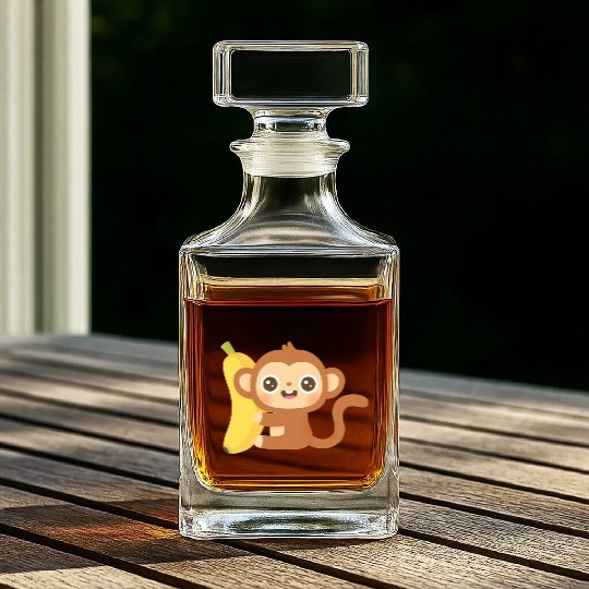 Cute Little Monkey and Banana Whiskey Decanters