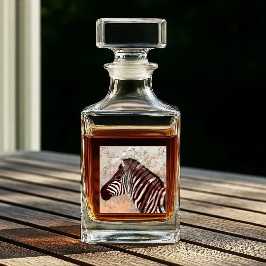 Zebra with neon colors Whiskey Decanters