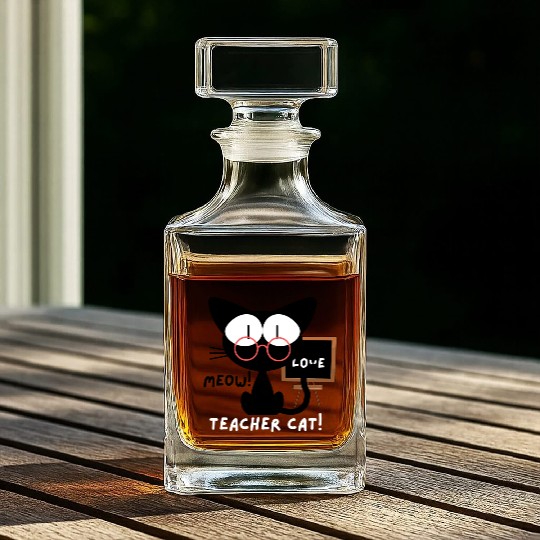 teacher cat, meow Whiskey Decanters