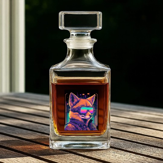 Retro Futuristic Synthwave Fox Whiskey Decanters