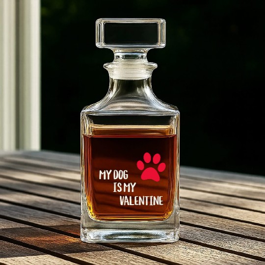 My Dog Is My Valentine Whiskey Decanters
