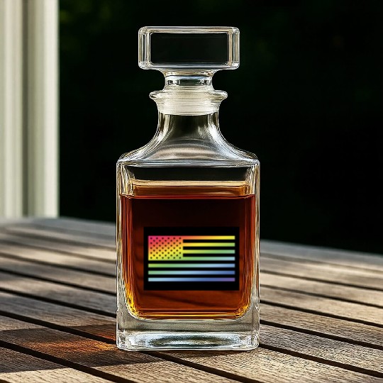 Stars And Stripes / Rainbow Flag (USA / Poster) Whiskey Decanters