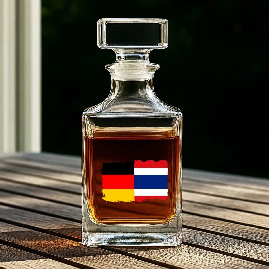 Thailand Flag Germany Flag Half Thai Half German Whiskey Decanters