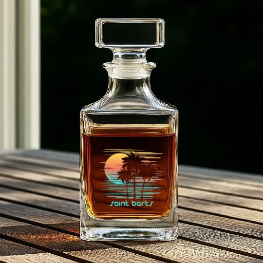 Saint Barts Stylish Souvenir Vacation Whiskey Decanters