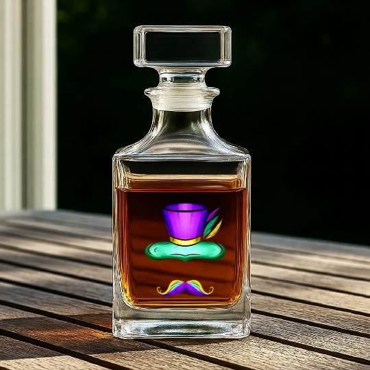 Hat And Mustache For Mardi Gras Whiskey Decanters