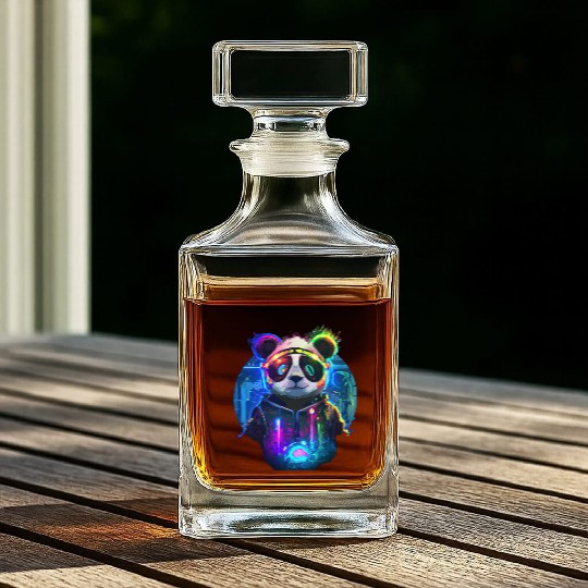 Futuristic Frenzy: Neon Panda Pop Art | light Whiskey Decanters