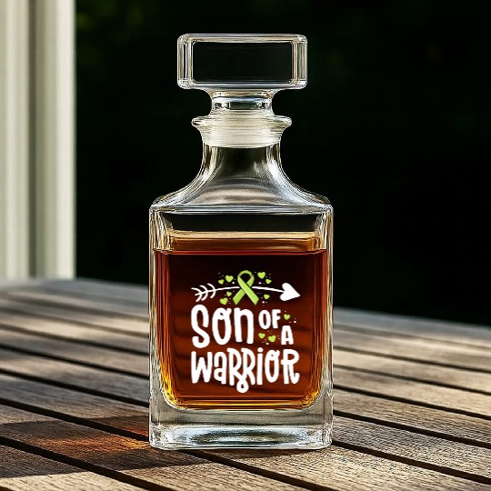 Son Of A Warrior Lymphoma Cancer Awareness Family Whiskey Decanters