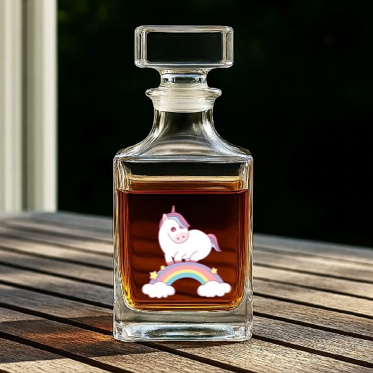 unicorn standing on rainbow Whiskey Decanters