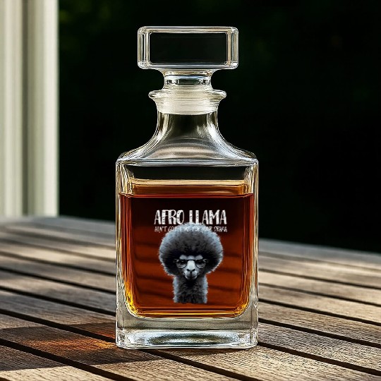 Afro Llama ain't got time for your drama Whiskey Decanters