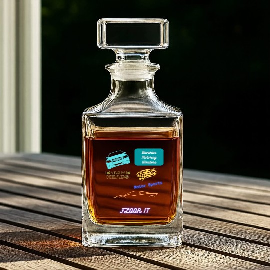 Car racing team design Whiskey Decanters