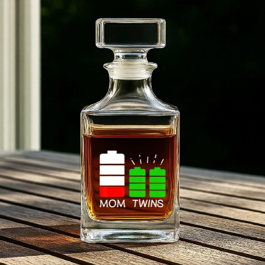 Twin Mom Low Battery Tired Mom Of Twins Whiskey Decanters
