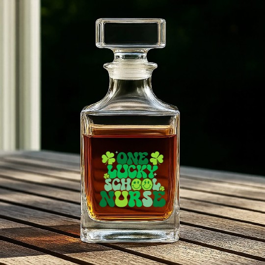 One Lucky School Nurse Shamrock St Whiskey Decanters