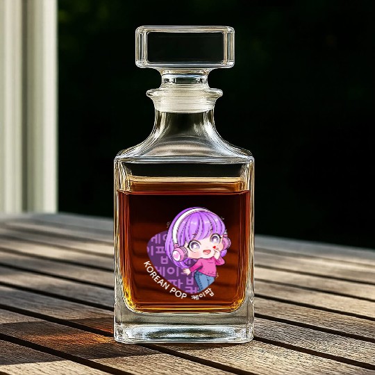 Korean Pop Chibi Finger Heart Anime Girl Kpop Kdra Whiskey Decanters