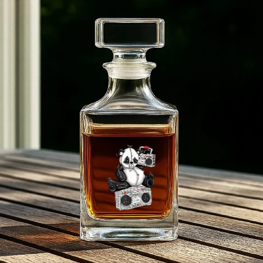 DJ Hip Hop Panda Bear by San Francisco Street Arti Whiskey Decanters