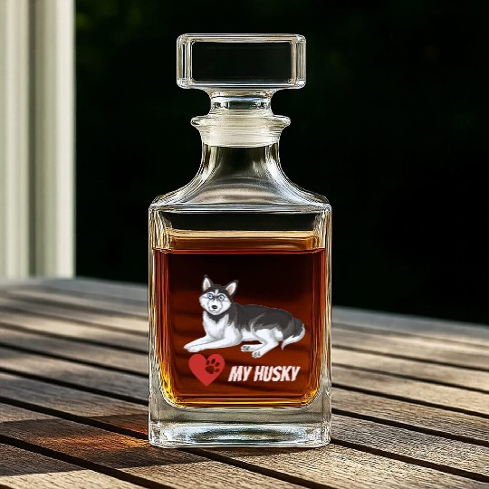 I Love My Husky Whiskey Decanters