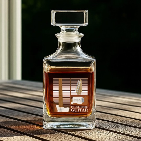 Electric Guitar Player String Instrument Music Whiskey Decanters