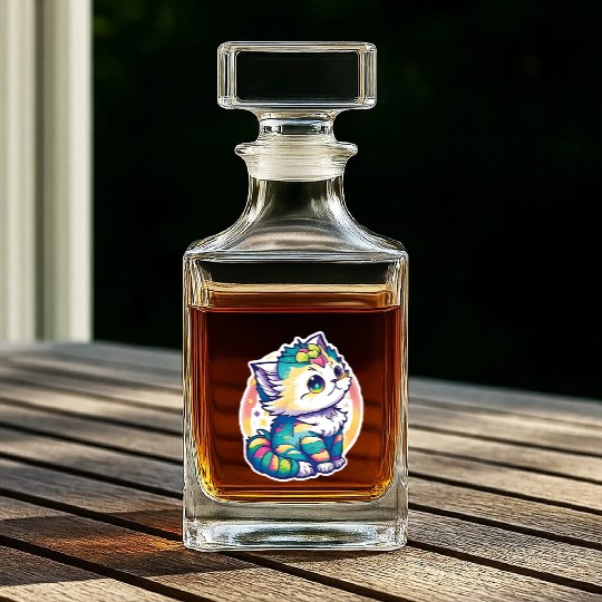 Cute Chibi Kitten Whiskey Decanters