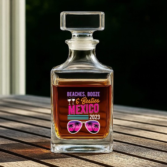 Beaches Booze Besties Mexico Vacation Spring Break Whiskey Decanters