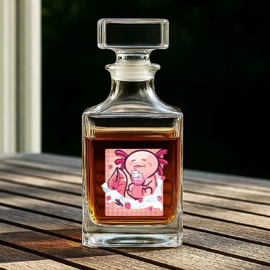 Kawaii Axolotl Strawberry Milk Shake Funny Sushi Whiskey Decanters