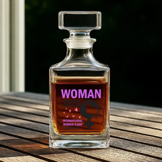 International Women's Day Embrace Equity 8 March Whiskey Decanters