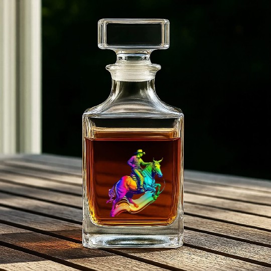 bull cowboy rainbow 2 Whiskey Decanters