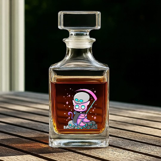 Kawaii Pastel Goth Anime Tarot Card Death Cute Wit Whiskey Decanters