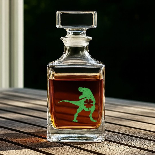Tyrannosaurus T Rex Dinosaur St Patricks Day Irish Whiskey Decanters