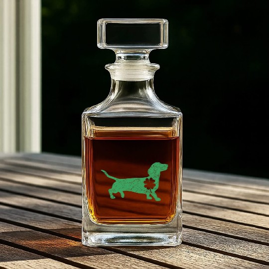 Dachshund Dog Shamrock St. Patrick's Day Whiskey Decanters