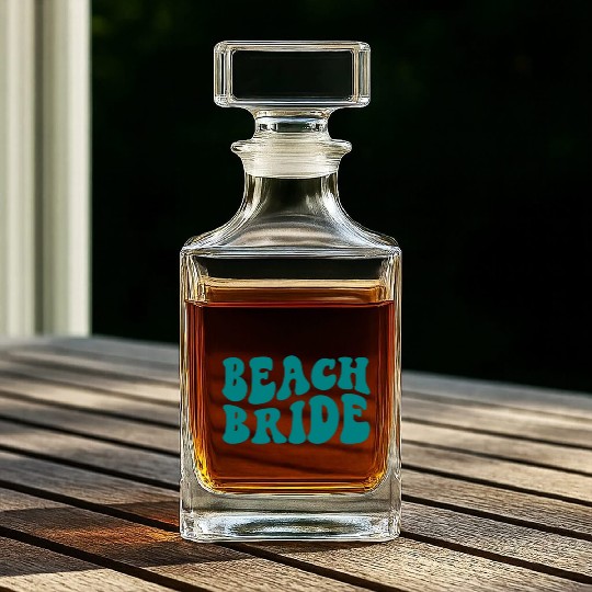 Beach Bride Teal Beach Theme Bachelorette Whiskey Decanters
