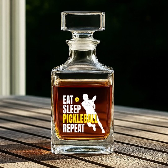 Eat Sleep Pickleball Repeat Pickleballplayer Whiskey Decanters