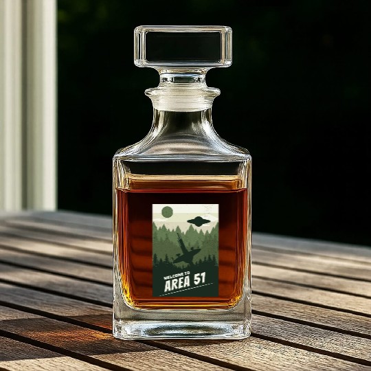 Welcome To area 51 Whiskey Decanters