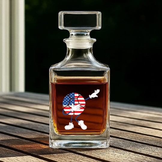 America USA Flag 4th Of July Soccer Player Whiskey Decanters