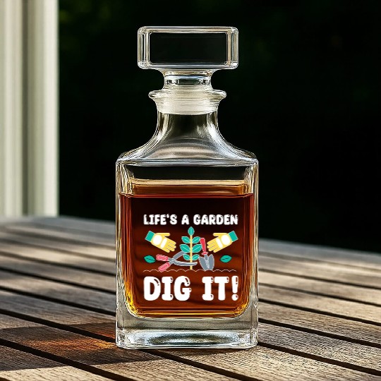 Great Gardener Quote - Life's A Garden Dig It Whiskey Decanters