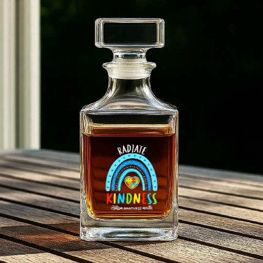 Autism Awareness Special Teacher Radiate Kindness Whiskey Decanters