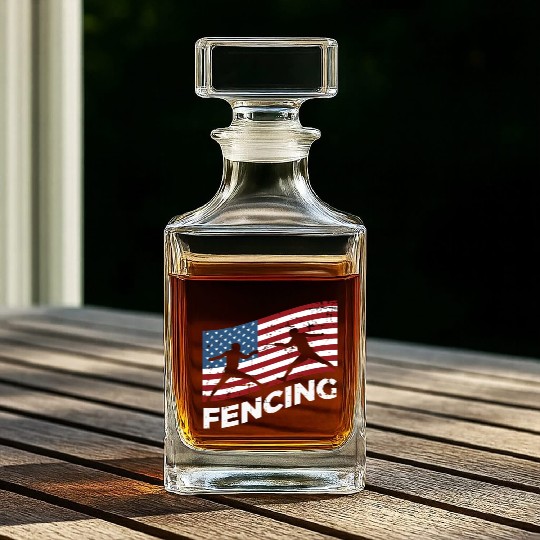 Fencing Usa Flag Fencer Patriotic Whiskey Decanters