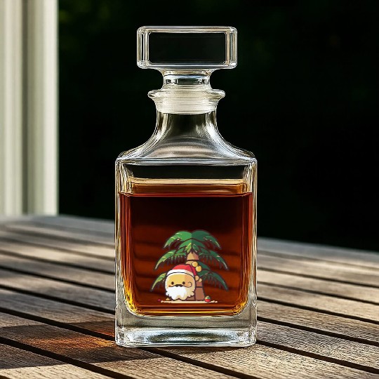 Tropical Santa enjoying Summer Whiskey Decanters