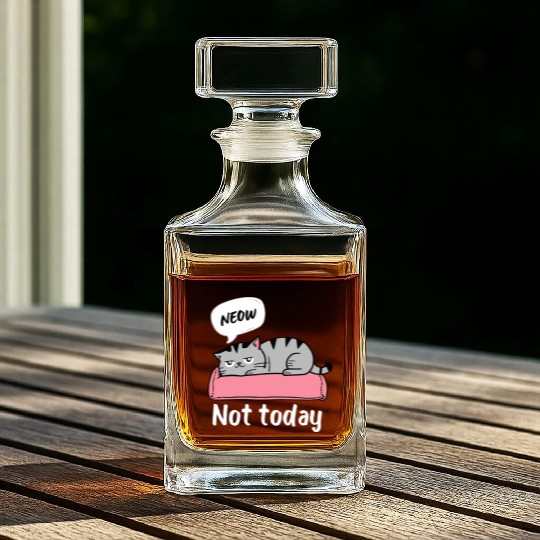 Funny Lazy Bored Cat | For Cat Mom Cat lovers Whiskey Decanters