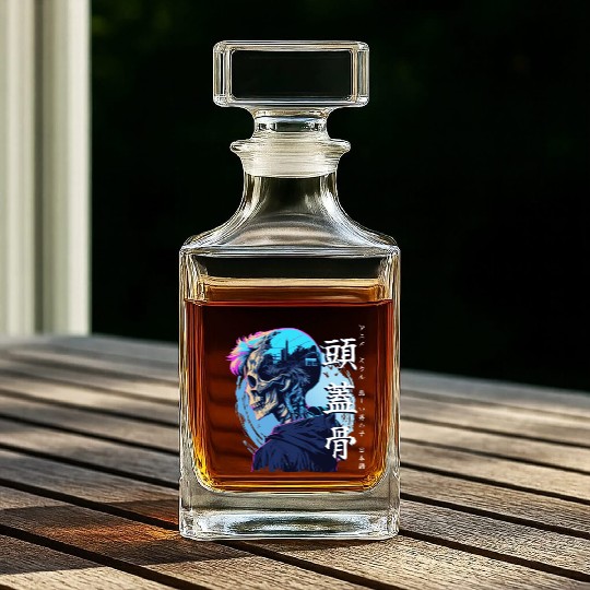 Anime Skull Sad Boy Urban Japanese Vaporwave Aesth Whiskey Decanters