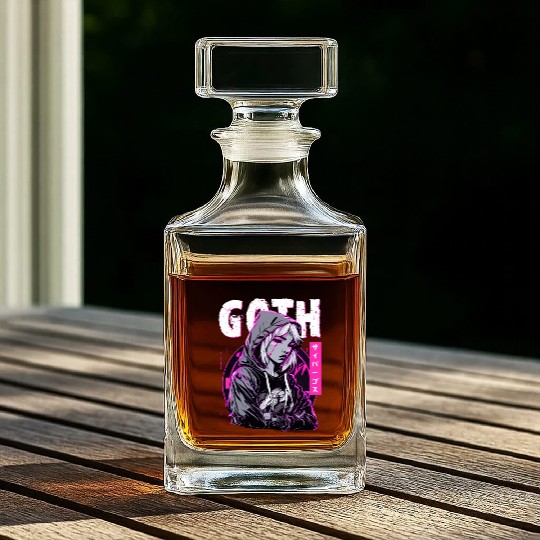Gothic Sad Girl Anime Japanese Cybergoth Vaporwave Whiskey Decanters