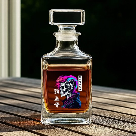 Sad Boy Anime Skull Skeleton Gothic Vaporwave Aest Whiskey Decanters