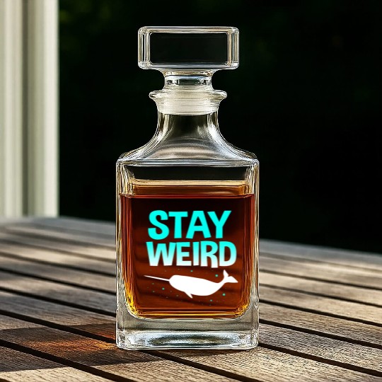 Sea Creature Funny Narwhal Stay Weird Whiskey Decanters