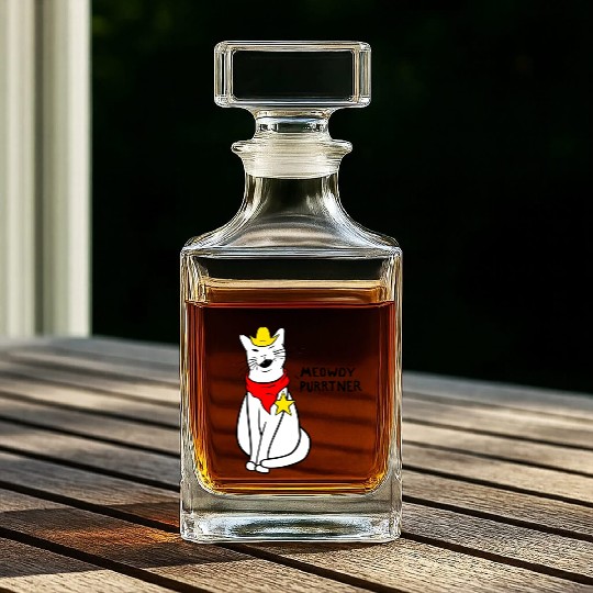 meowdy cat partner Whiskey Decanters