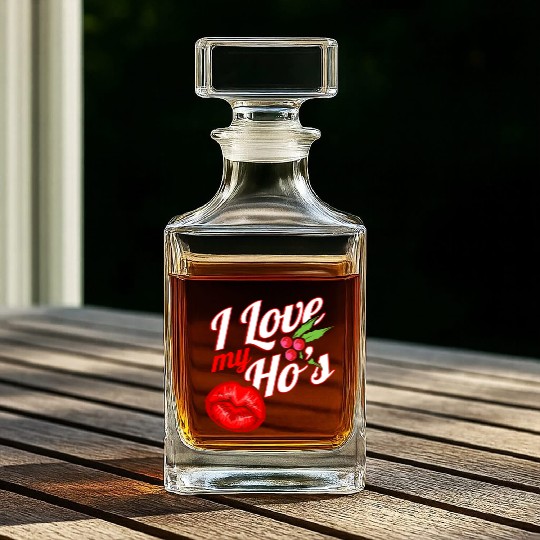 I Love My Ho s Kissing Mouth Mistletoe Christmas Whiskey Decanters