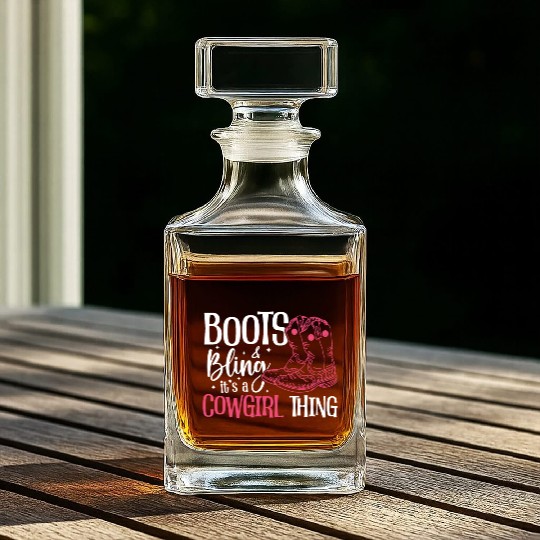 Boots And Bling It's A Cowgirl Thing Whiskey Decanters