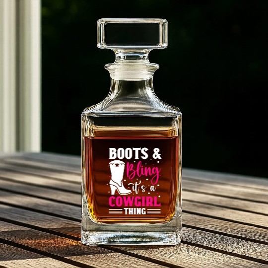 Boots And Bling It's A Cowgirl Thing Whiskey Decanters