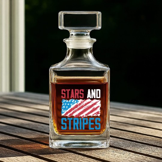 Stars And Stripes America USA Flag 4th Of July Whiskey Decanters